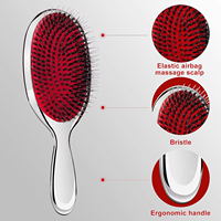 Brosse à cheveux antistatique professionnelle démêlante à picots en nylon et poils naturels pour extensions et massage du cuir chevelu