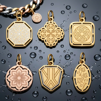 Pendentif breloque personnalisé en acier inoxydable Yiwu Aceon, motif filigrane gravé, texture nœud celtique, floral, géométrique, feuille de vigne