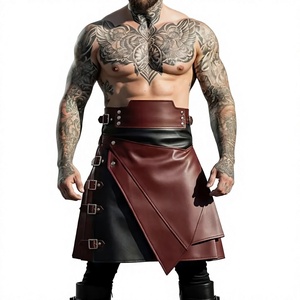 Falda de Cuero Genuino con Cinturón Asimétrico y Hebilla para Hombres Adultos, Diseño Original (ODM) - Product Image 1