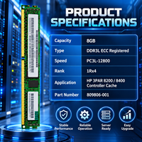Untuk HP 3PAR 8GB Controller Cache Memory 809806-001 1RX4 PC3L-12800 untuk 3PAR 8200 8400