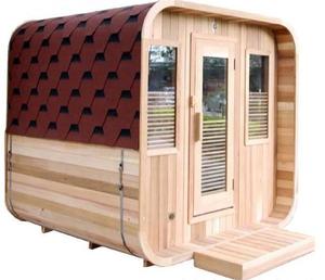 Salle de sauna extérieure à vapeur cubique en cèdre rouge traditionnel en bois massif pour le massage thermal à usage domestique - Product Image 2