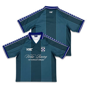 Kustom Retro Jersey Sepak Bola bordir Logo desain dipotong kotak Fit Raglan lengan kaus sepak bola - Product Image 1