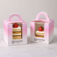 Boîte à gâteau personnalisée HONPAK, emballage bento, tiramisu, boîte à gâteau blanche jetable avec fenêtre transparente en plastique et poignée