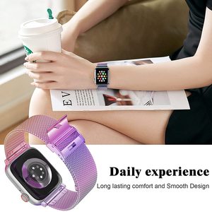 Pour <span class=keywords><strong>Apple</strong></span> <span class=keywords><strong>Watch</strong></span> 40mm 44mm pour femmes hommes, <span class=keywords><strong>bracelet</strong></span> de remplacement à boucle milanaise réglable en acier inoxydable pour iWatch série 6/5 - Product Image 5