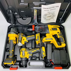 Set of 4pcs Combination Power Tools Brushless <b>Angle</b> Hammer Lithium <b>Screwdriver</b> Cordless Drill Kit Yellow MT125A - Product Image 6