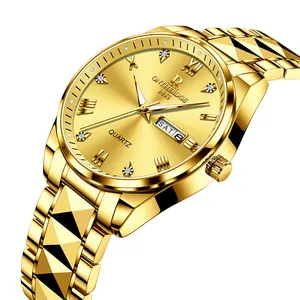 ONTHEEDGE jam tangan bisnis pria, arloji Quartz mewah Stainless Steel, kalender bercahaya tahan air Logo kustom OEM untuk lelaki