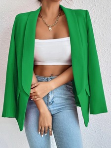 <span class=keywords><strong>Blazer</strong></span> minimalista color caramella da donna con tasche <span class=keywords><strong>in</strong></span> maglia a tinta unita - Product Image 4