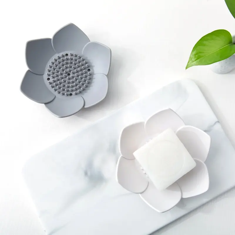 Lotus drenaj sabunluk silikon yıkanabilir çiçek silikon duş sabunluğu