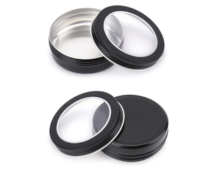 Tapas de tornillo redondas para latas con ventana transparente, contenedores de Metal negro mate para especias, botes de almacenamiento de aluminio para viaje - Product Image 2