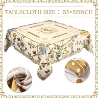 Nappe de Mahjong Oudain Chinoiserie en Polyester à Motifs Floraux 55x55 Pouces Carrée Beige pour Débutants Jeux de Cartes