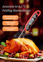 Thermomètre alimentaire numérique avec sonde en plastique, design pliable, pour viande, barbecue, four, cuisson, friture, cuisine, usage domestique, IPX6