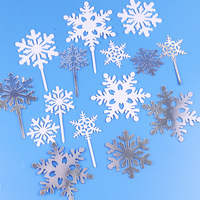 Décoration de gâteau flocon de neige blanc argenté, décorations de gâteau de Noël, pics pour cupcakes, fournitures de fête sur le thème du pays des merveilles d'hiver