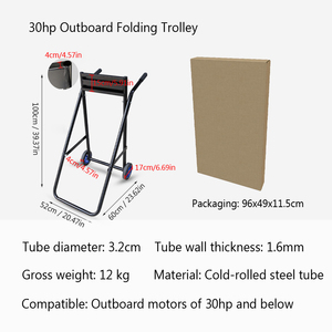 Chariot de transport pliable robuste pour moteur hors-bord de bateau, capacité de 375 lb, avec roues, pour moteur de bateau jusqu'à 90 CV - Product Image 6