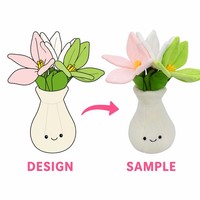 Jouet vase à fleurs en peluche avec rembourrage en coton PP et doublure en maille lavée - Décoration douce pour chambre à coucher, chambre d'enfant, cadeau
