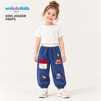 Smiledotkids Pantalons de jogging personnalisés pour enfants, bleu marine, broderie voiture, doux, OEM ODM, pour tout-petits garçons et filles, vente en gros, nouveauté