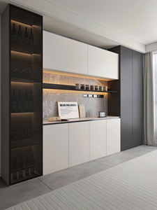 Armario lateral de comedor Simple moderno, armario de pared doméstico de Material de madera y vidrio para almacenamiento de alimentos para sala de estar - Product Image 4