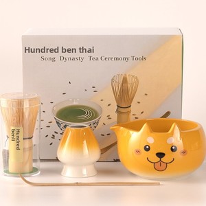 Set da Tè in Ceramica Stile <span class=keywords><strong>Giapponese</strong></span> con Tazza Cartoon con Beccuccio, Ciotola per Matcha, Supporto Baiben e Frusta Chasen - Set 4 Pezzi - Product Image 3
