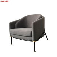 Moderne Italie Designer FIL NOIR Fauteuil Chaise longue Salon meubles en métal jambes Chaise De Loisirs En Tissu