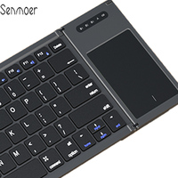 Keyboard Mini lipat Bluetooth, Mouse gigi biru 2.4G BT5, 0 ukuran penuh portabel Kombo tanpa kabel untuk Windows Android