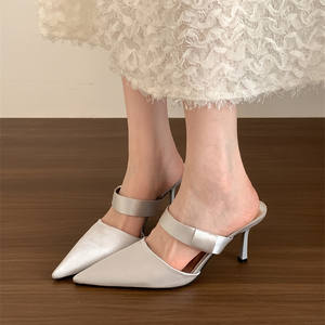 Nouvelle Collection Été – Mules à Talons Hauts Pointus et Fins pour Femme, Style Français, Bout Fermé et Talon Ouvert, pour un Look Élégant - Product Image 3