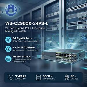 Commutateur PoE+ géré empilable Catalyst WS-C2960X-24PS-L 24 ports Gigabit PoE+ 370W 4x1G SFP, tout neuf - Product Image 1
