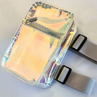 Sac de corps holographique transparent en PVC à faible MOQ pour femme, imperméable, à porter à la jambe, à la taille ou au bras, avec motif boîte, idéal pour le carnaval