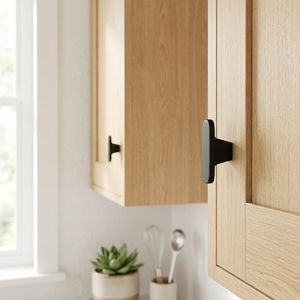 <strong>Matt</strong> <strong>Black</strong> Aluminum T-Shaped Cabinet <strong>Knob</strong> for <strong>Drawer</strong> Modern Design Durable &amp; Easy Installation Bedroom Kitchen Bathroom Use - Product Image 4