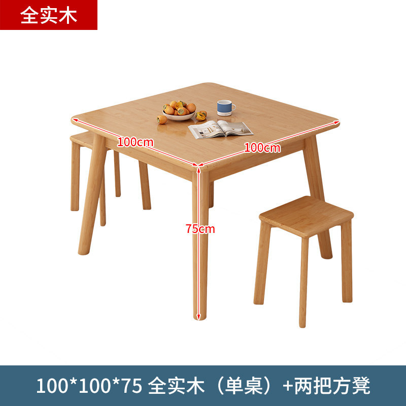 Two 100cm single tables and stools (all solid wood)
