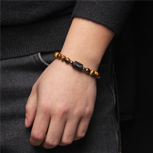 men's zodiac yellow tiger eye <strong>stone</strong> bead bracelet elastic women's fashion accessory Trendy <strong>Stone</strong> Beaded Elastic Unisex Bracelet - Product Image 5