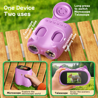 Microscopio y Telescopio 2 en 1 HD Color Morado, Regalos para Niños, Experimento Estudiantil, Lupa Científica, Herramienta Educativa de Reparación
