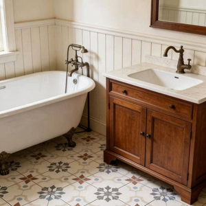 Piastrelle Vintage con Texture Floreale e Vegetale, Lucidate per Pavimenti Interni, <span class=keywords><strong>Cucina</strong></span>, Bagno e Rivestimenti Murali - Product Image 4