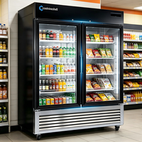 Réfrigérateur de présentation de viande en acier inoxydable pour restaurant, pour affinage à sec du bœuf, refroidissement par air, dégivrage automatique, 2 portes, contrôle numérique