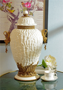 Artisanat en laiton DSZ Craftsman's Spirit, 370*270*550, blanc, coquille blanche, <span class=keywords><strong>camée</strong></span>, double poignée en forme de poisson, motif de coquillage corail, pots en céramique - Product Image 2