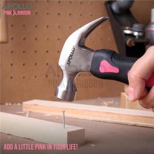 Apollo Pink 23 Pc Household <b>Diy</b> Tool <b>Kit</b> With Hammer Wrench Safety Glasses Gloves - Product Image 2