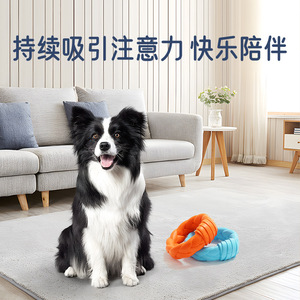 Jouet à mâcher pour chien en forme d'anneau tressé bleu orange, grand modèle, jouet interactif d'entraînement pour animaux de compagnie - Product Image 4
