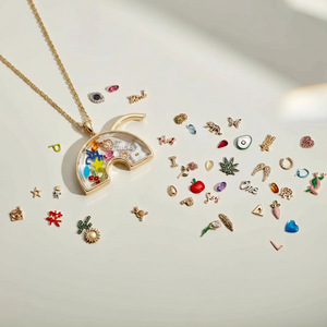 <span class=keywords><strong>Collana</strong></span> <span class=keywords><strong>con</strong></span> Ciondolo a Scatola Trasparente Girevole in Vetro, Design Arcobaleno Cavo Fai-da-te, Placcato Oro 18K, Ciondoli Personalizzabili, Gioielli a Medaglione Vuoto - Product Image 3