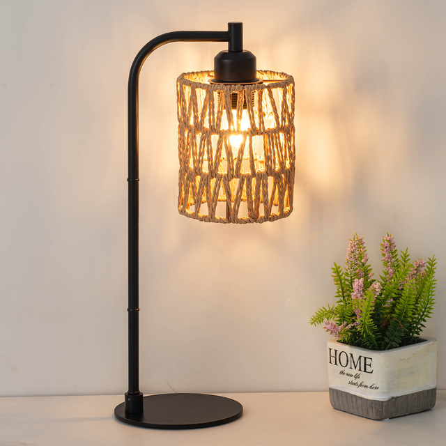 Desk Lamps Suspend Rattan Black Decor USB Touch Switch Creative Three Color Reading Eye Protect Industrial Modern LED Table Lamp