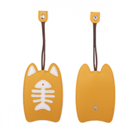 Porte-clés en cuir PU motif chat de dessin animé mignon, étui de protection portable pour clés avec design extractible motif arête de poisson pour usage quotidien