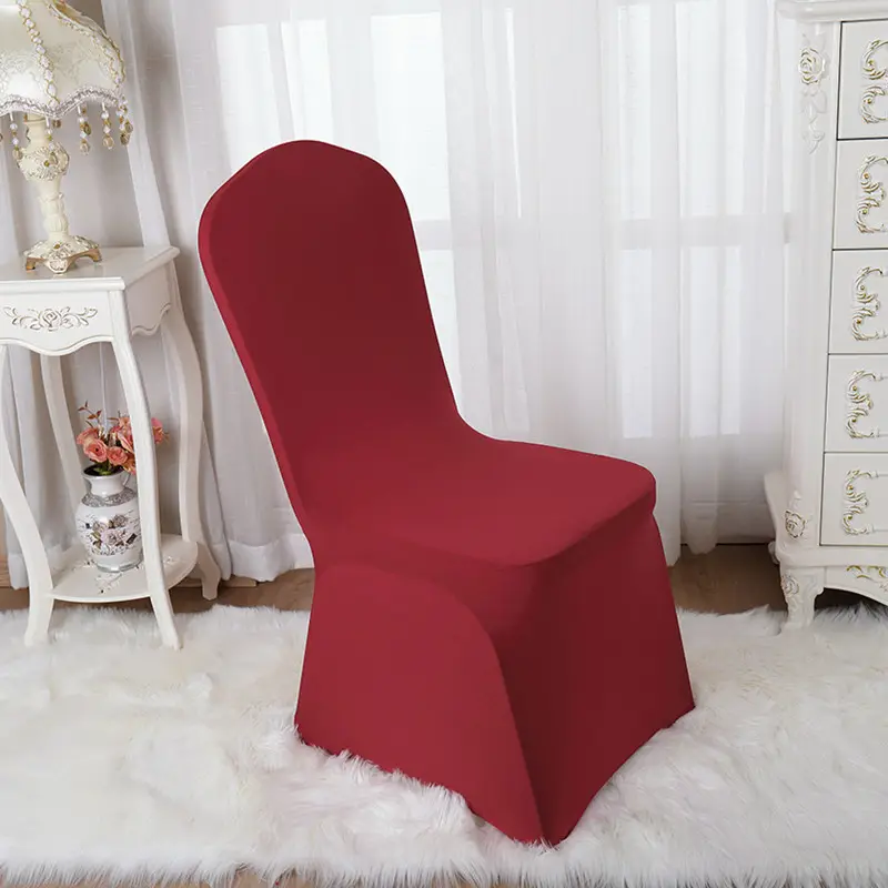Eingebaute Stuhlhussabdeckung Dekoration Elastischer Spandex-Hochzeitsstuhlschleife meistverkauftes Design hochwertiges lila Spandex-Polyester-Glanz