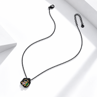 Collier en zircon noir abstrait, acier inoxydable, plaqué or 14 carats, pendentif multicolore, 40+5 cm