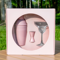 Kit de barman en acier inoxydable avec logo personnalisé, ensemble de shakers à cocktails rose, outils de bar pour cadeau de barman