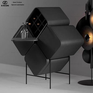 Meuble à vin en bois de luxe créatif, motif trèfle à quatre feuilles classique - Meuble de présentation de vaisselle pour salle à manger de villa - Product Image 5