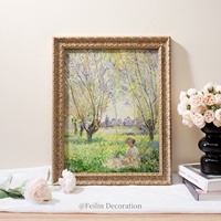 Peintures de paysages européens, fleurs, art mural vintage, cadre en bois, toile de luxe, décoration murale pour mariage et maison