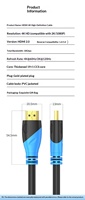 Cable HDR de 1.5m-15m con Revestimiento de PVC Chapado en Oro y Blindaje Combinado, 4K 60Hz 18Gbps, para TV, PC y Proyector