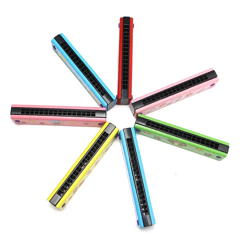 Vente en gros Harmonica chromatique 16 trous en plastique pour tout-petits, enfants et adultes