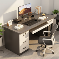 Bureau d'ordinateur en bois massif avec tiroirs, design moderne et simple, idéal pour le télétravail, l'e-sport, la chambre ou le bureau