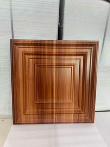 ZJ 50 * 50厘米3D凹槽设计室内木材木质覆层装饰聚氯乙烯3D墙板背景墙 - Product Image 2