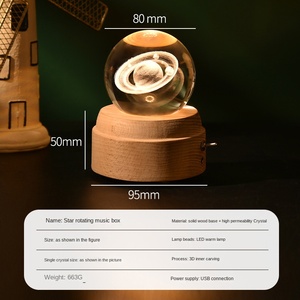 Cristal en bois gravé 3D transparent créatif <span class=keywords><strong>pour</strong></span> boîte à musique boule <span class=keywords><strong>Cadeau</strong></span> de Saint Valentin <span class=keywords><strong>pour</strong></span> <span class=keywords><strong>sa</strong></span> petite amie ou son nouveau-né - Product Image 3