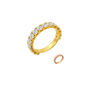 18K <b>Yellow</b> Gold Diamond Cluster Ring Round Brilliant Cut Eternity Band Prong Set Fine Jewelry Gift - Product Image 1