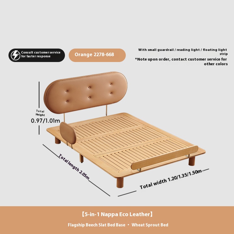 Lit en bois d'origine en éco-cuir Napa